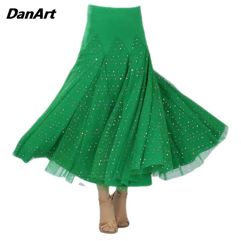 Женская юбка для современных танцев элегантная длинная с широкой юбкой вальса