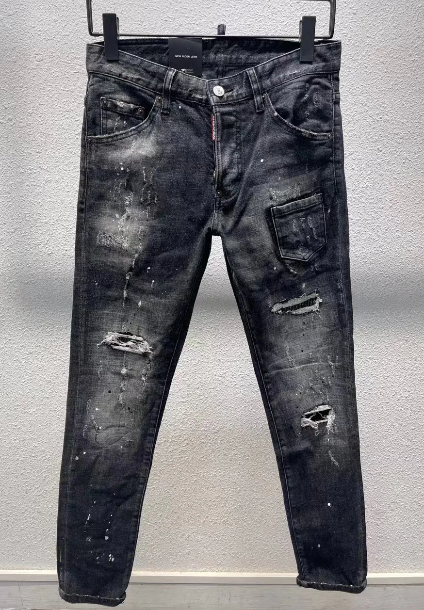 

Men's Skinny Black Jeans Casual Elastic Cotton Slim Poacket Biker Pencil Denim Trousers Male Hip Hop Brand dsquared2 Clothing