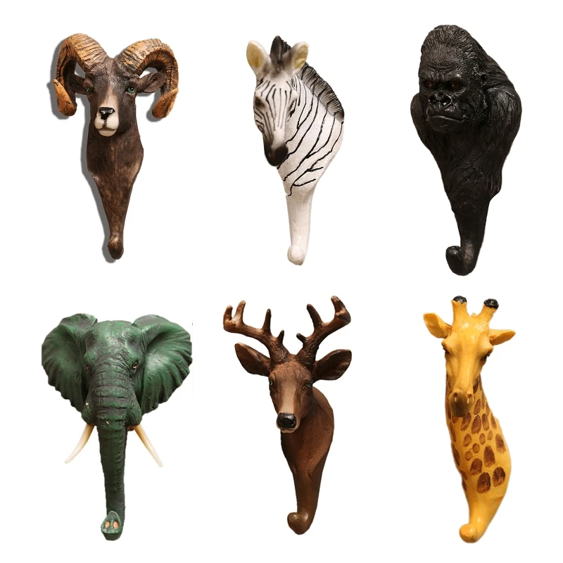 

Durable Wall Mounted Hook Heavy Duty Multifunction Retro Animal Head Hook Door Hanger Organizer Coat Rack For Home Office