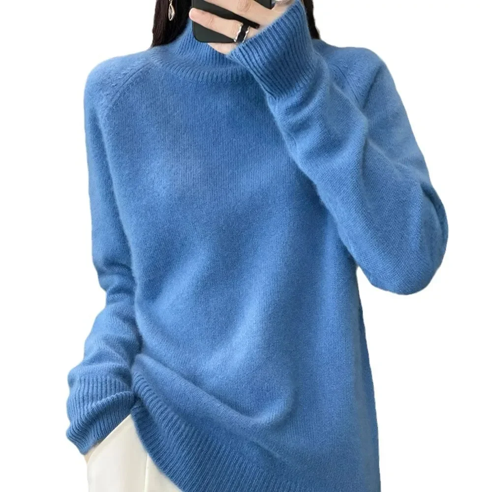 Женский свитер-поло с полуполо фиолетовой звездой/черепашковым воротником