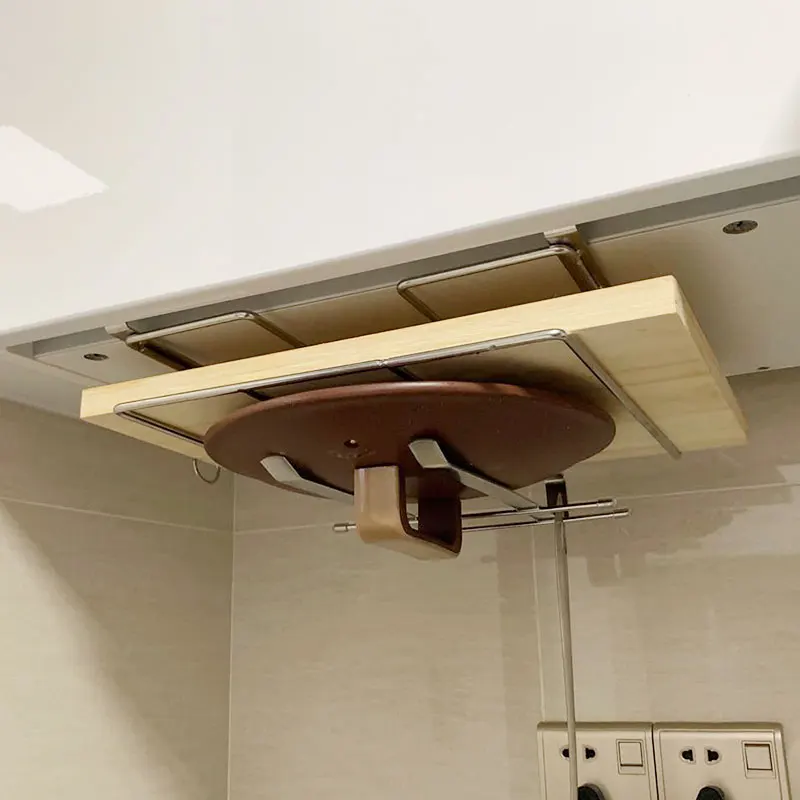 

Multifunctional 304 Stainless Steel Hole-free Cabinet Bottom Wall Hanging Pot Cover Rack Chopping Board Storage Rack