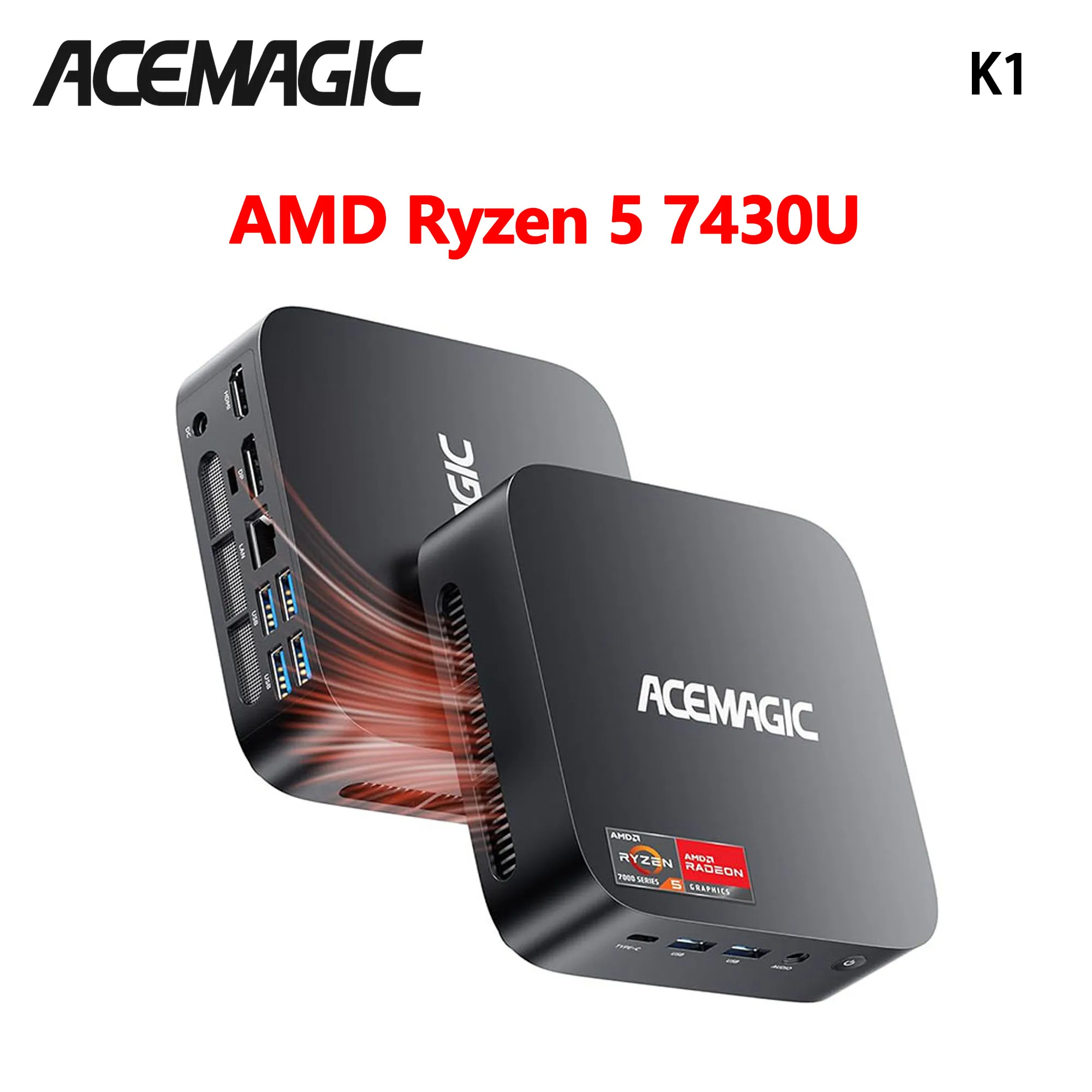 ACEMAGIC K1 MINI PC AMD Ryzen 5 7430U 16GB RAM 512GB SSD Windows 11 Pro MINI Computer Wifi6 BT5.2 4K Triple Display
