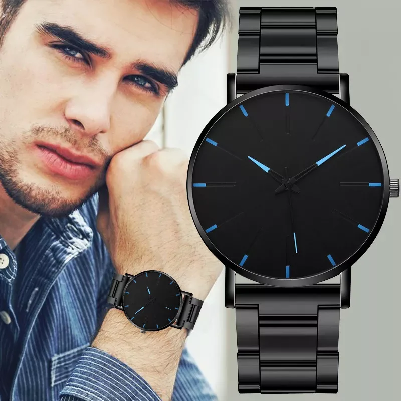 

2022 Minimalist Men's Fashion Ultra Thin Watches Simple Men Business Stainless Steel Mesh Belt Quartz Watch Relogio Masculino