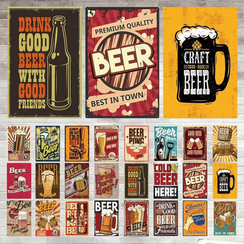 

Metal Sign Vintage Cold Beer Tin Signs Iron Plaques Retro Plate Sign Wall Decor Retro Posters Bar Pub Club Home Decor Bbr-8