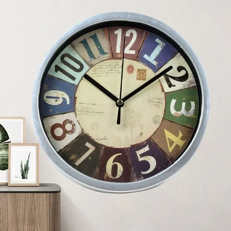 Круглые Настенные часы в стиле ретро Креативные украшения на стену с номерным
