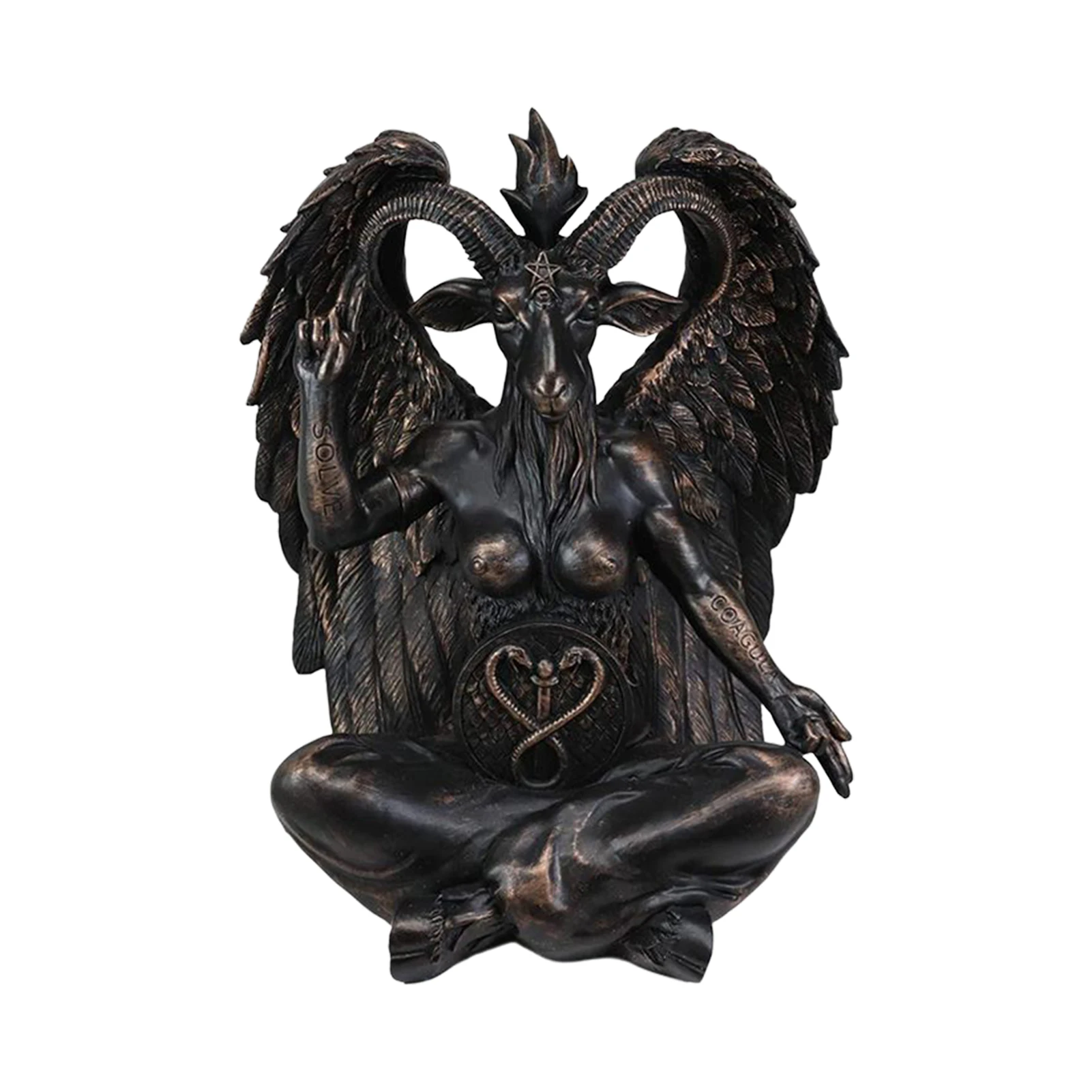 

Resin Crafts Satanic Goat Baphomet Statue Hanging Door Knocker Plate Wall Decor Plaque Religious Ornaments Home Decoration