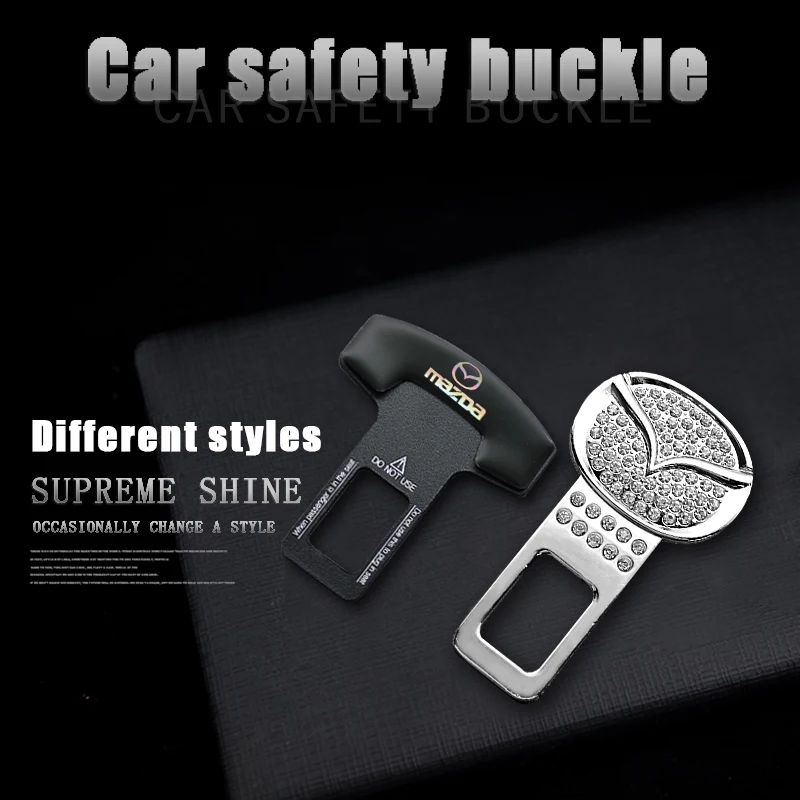 

Car Seat Belt Stopper Bling Silver Metal Car Safety Belt Buckle Clip Handy Clear The Alarm Car Decorations For Mazda Accessories