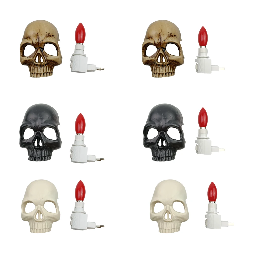 

Realistic Skull Night Light Handcrafted Skull Light Gothic Candles Lamp Plug Into Wall Unique Spooky Home Decor for Halloween