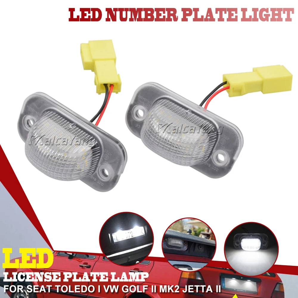 

2 шт. белая светодиодная лампа освещения номерного знака для VW Golf 2 1983-1992 для Jetta 2 1984-1991 для Seat Toledo I 1991-1999