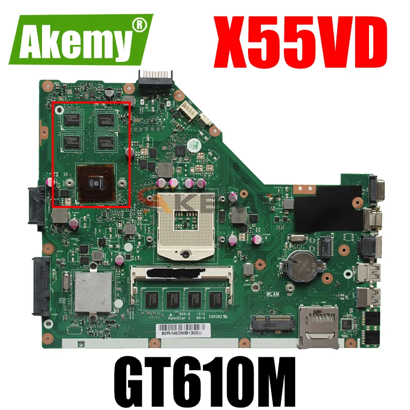 Материнская плата X55VD 2 ГБ 4 ОЗУ для Asus X55V материнская REV2.0 REV2.1 ноутбука с GT610M GPU -