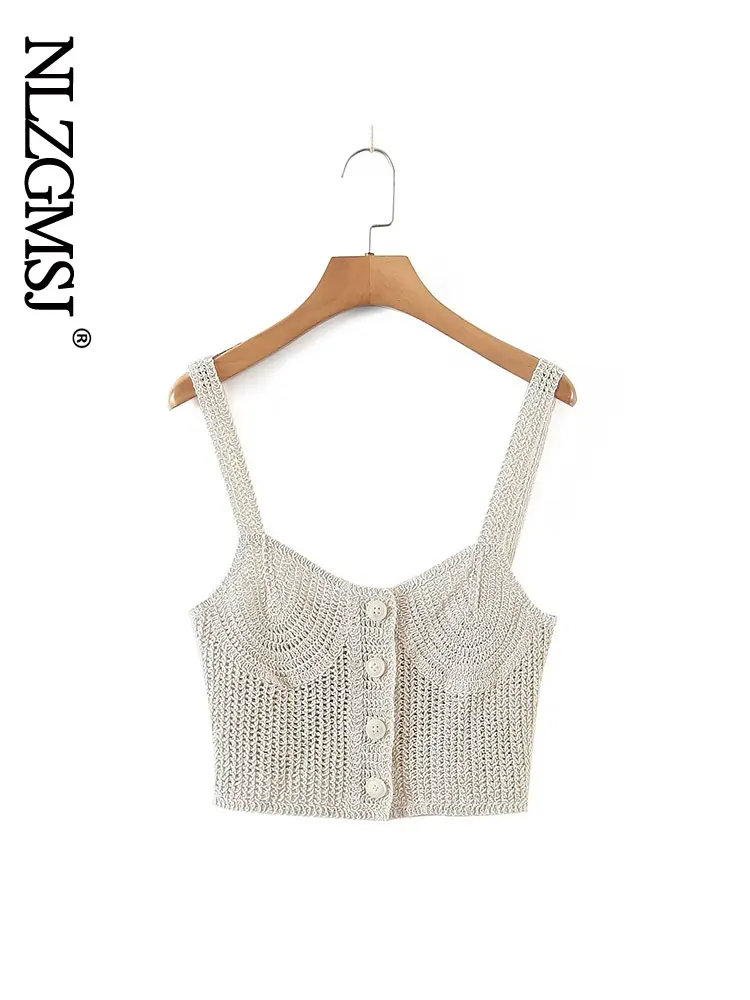 

Женская майка с принтом Nlzgmsj, милый модный эластичный Топ с открытой спиной и тонкими лямками, винтажная модель 2022, 202207