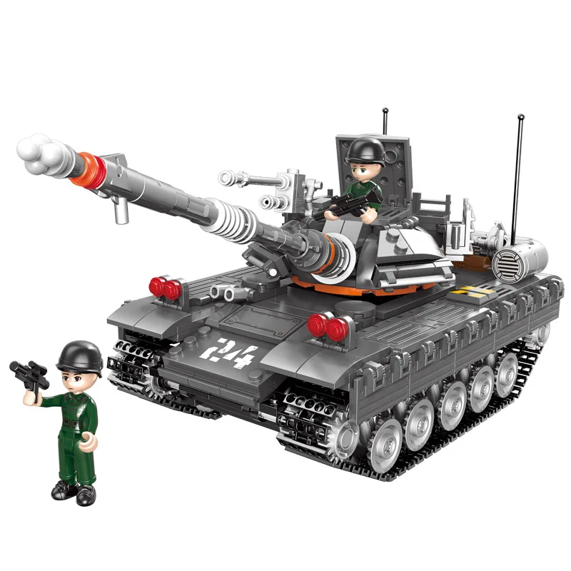 

607pcs Military Army Series WW2 Weapons T59 Medium Tank Building Blocks Educational Bricks Toys Gift For Children Boys