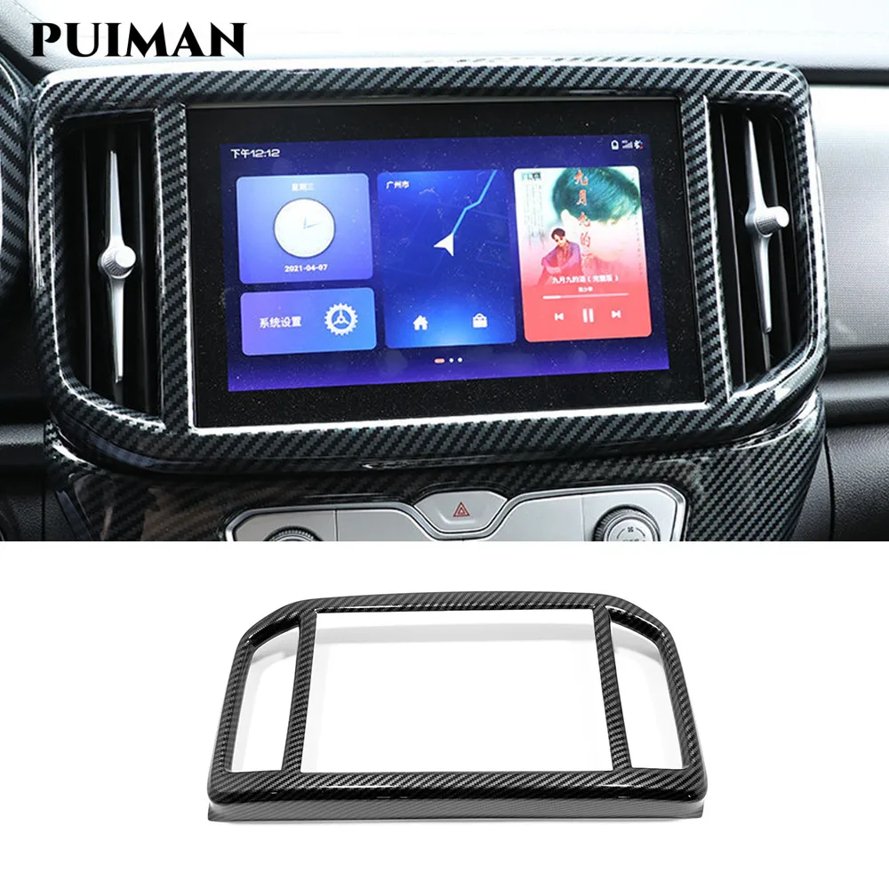 

For Great Wall Cannon Gwm Poer Ute 2021 2022 Accessories ABS Carbon fiber Car Navigation frame Air AC Vent Decor Sticker Cover
