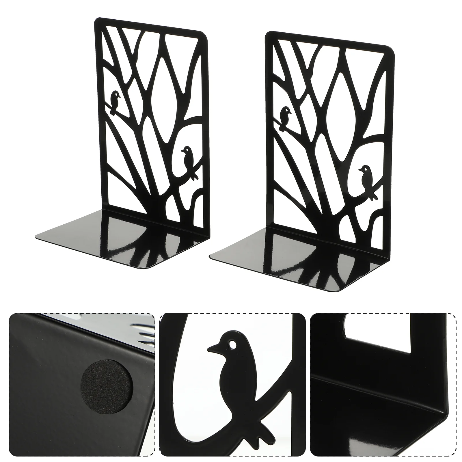

Metal Book Stopper Bird Branches Stand Heavy Duty Brackets Iron Bookend Ornament