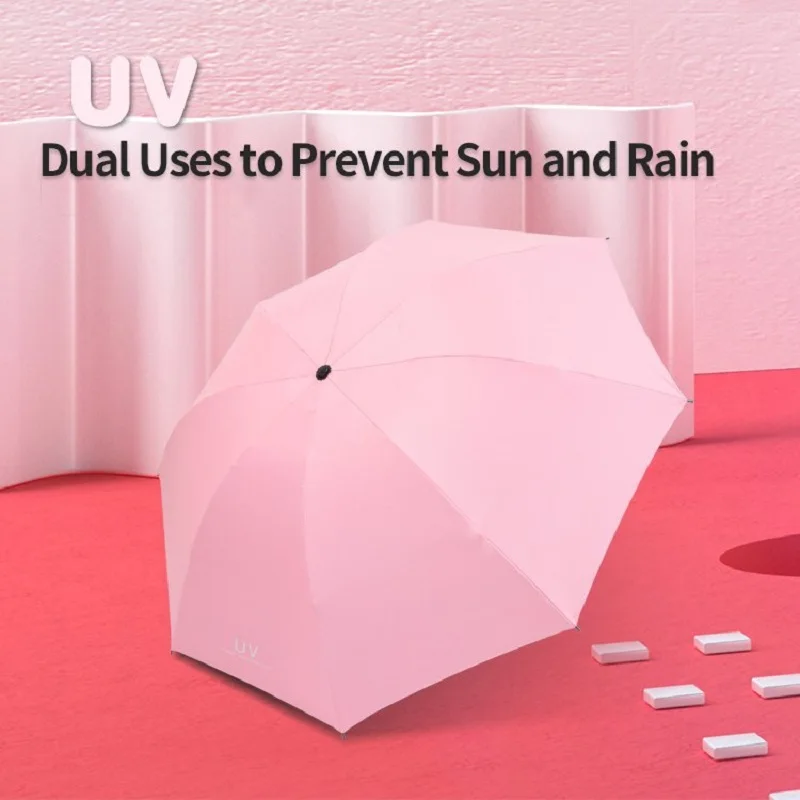 

Fashion UV Sunscreen Sunny Umbrella Dual-use High Quality 8 Bone Folding Vinyl Parasol Portable Windproof Travel Umbrella
