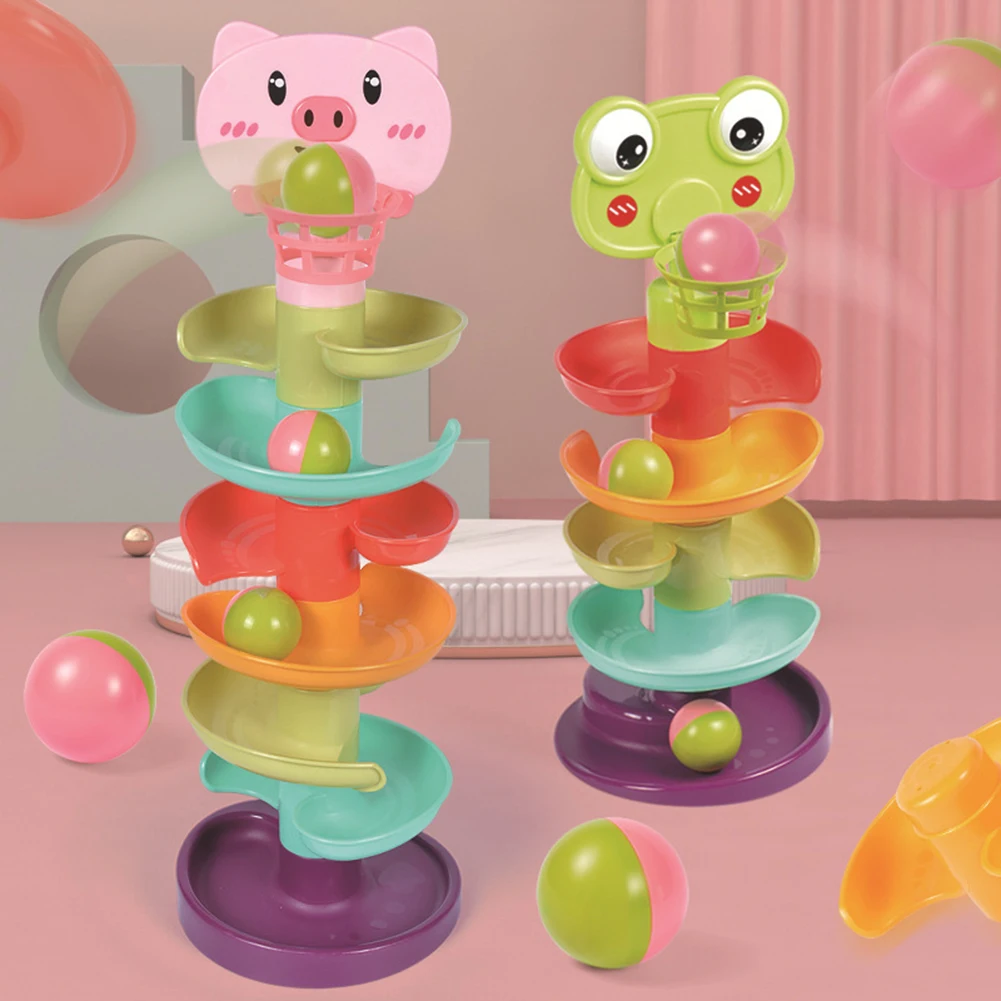

Ball Drop Roll Swirling Tower Childern Colorful Educational ABS Rolling Ball Pile Tower Rotating Track Education Toy for Kid