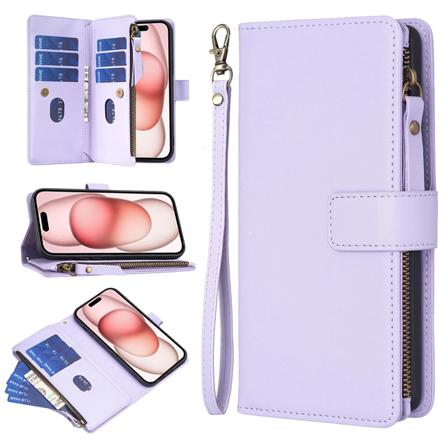 Кошелек с веревкой безопасности многофункциональный кожаный чехол на молнии для