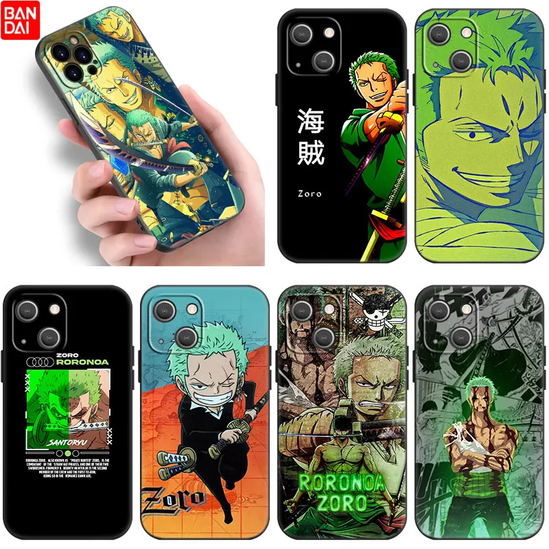 

Anime One Piece Roronoa Zoro Silicone Case For Apple iPhone 11 12 13 Mini Pro 7 8 XR X XS MAX 6 6S Plus 5 5S SE 2020 Black Cover