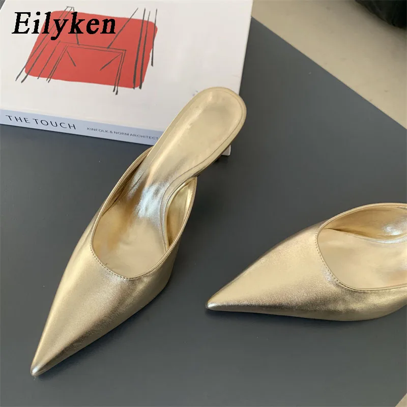 

Eilyken New Fashion Mules Women Slippers Summer Pointed Toe Thin High Heels Shoes Concise Casual Vacation Female Sandals