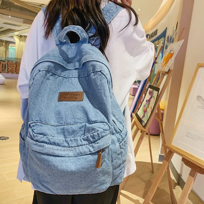 

Classic Cowboy Blue Women's Backpack Teenager's Bag Backpack Korean Version Of The Shoulder Bag Girl College Backpack Rucksack