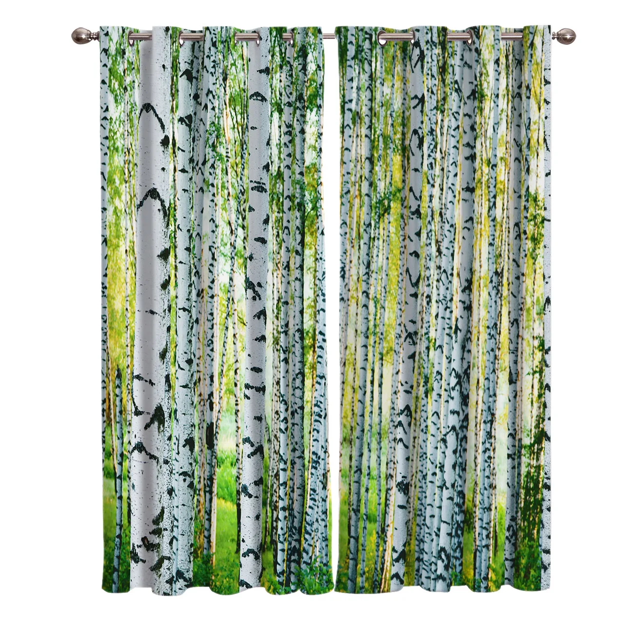 

Birch Forest Trees Nature Printing Curtains Living Room Bedroom Home Decoration Suitable for Adult Children Window Curtain