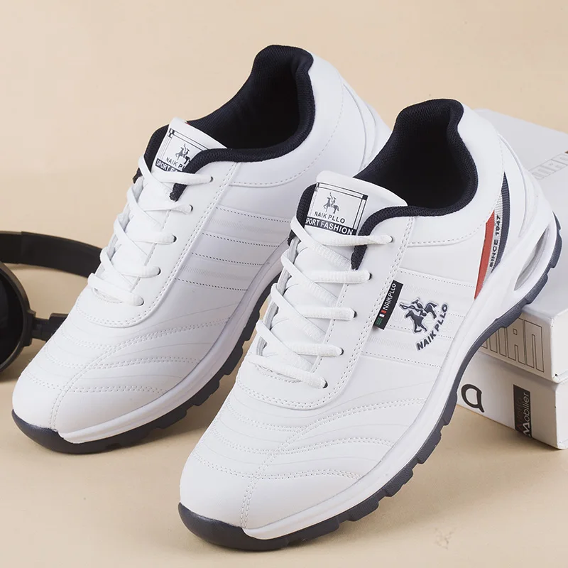 

Men Sneaker Running Shoes Women Breath Sports Leather Casual White Shoes Lace-up Couple Tenis shoes Athletic Training Footwear