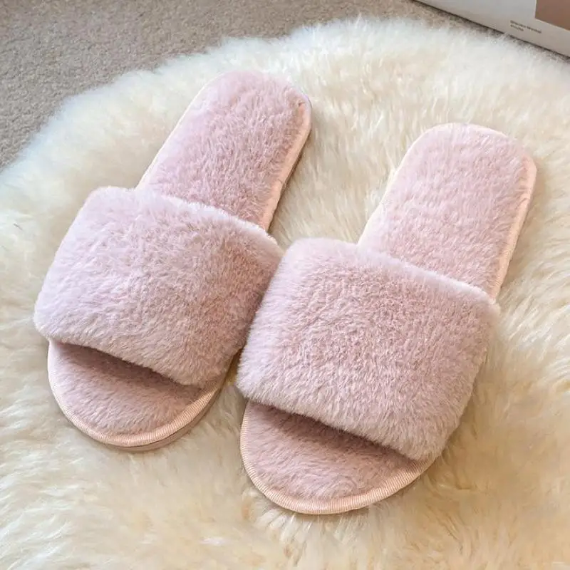 

2023 Fluffy Slippers Women Cozy Fur Indoor Floor Flat Soft Shoes Ladies Female Flip Flops Ytmtloy Winter Zapatillas Mujer Casa 1