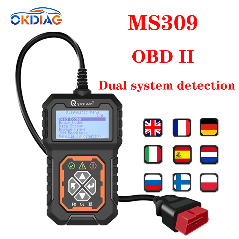 OKDIAG MS309 OBD2/EOBD Auto Diagnostic Code Scanner OBD II Multi-languages Car Detector Diagnostic Apparatus Tools T31