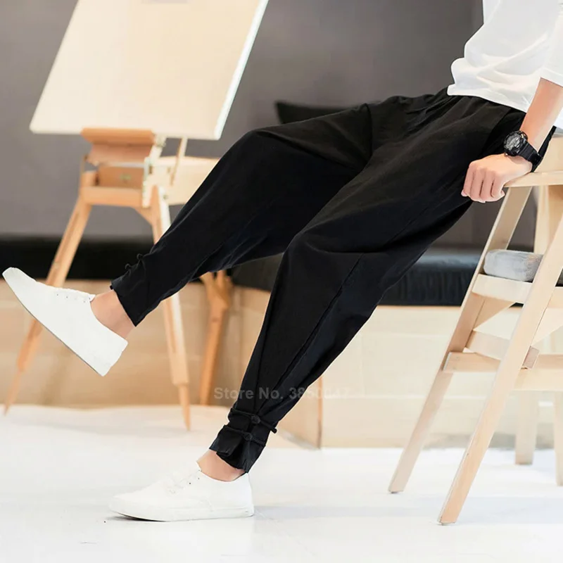 Брюки мужские в японском стиле винтажные Самурайские штаны брюки-султанки