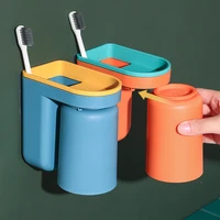 toothbrush rack free punch light luxury mouthwash cup brushing cup wall mounted bathroom storage box couple tooth cylinder