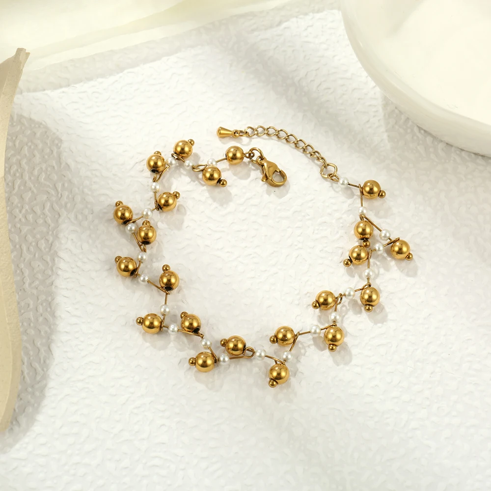 Badu искусственный жемчуг из нержавеющей стали золотого цвета шариковые бусины