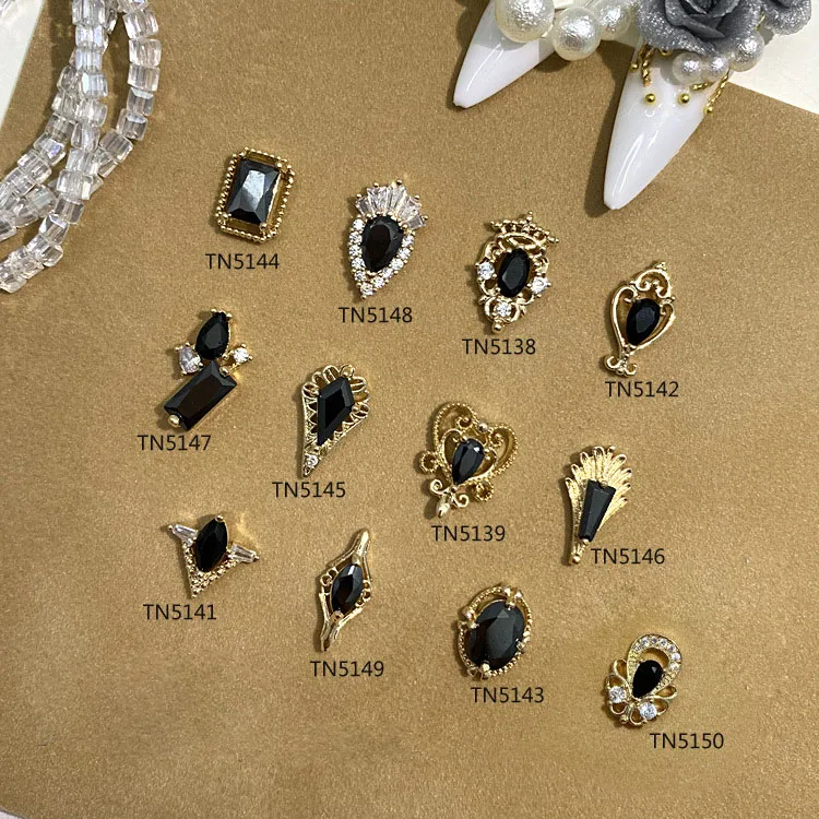 

Взрывчатое украшение из черного циркона, крутой стиль, аксессуары для дизайна ногтей из циркона