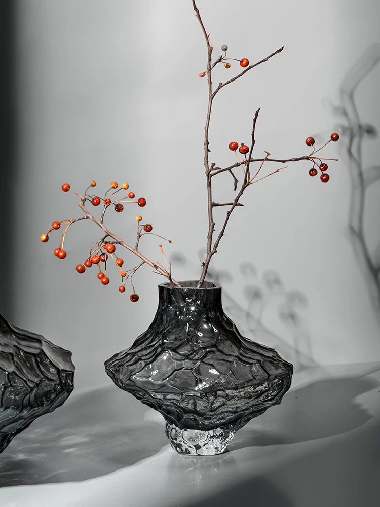 

Скандинавские стеклянные вазы, Современная креативная серо-зеленая Декоративная Прозрачная Цветочная ваза для гостиной, роскошная офисная спальня