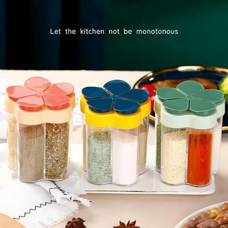 

5 In 1 Spice Containers Clear Salt And Pepper Shakers Seasoning Jars With Lid Moisture Proof Spice Containers For Home