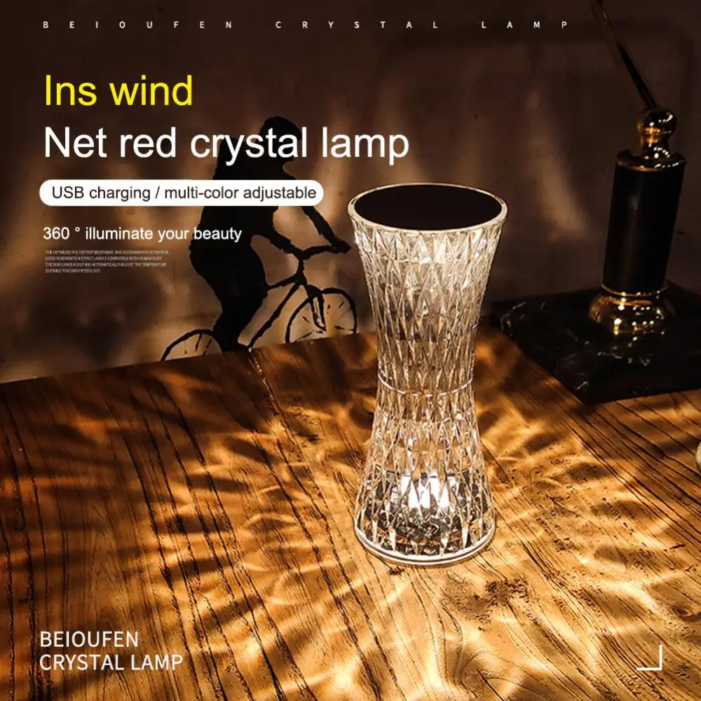 

Маленькая настольная лампа на талии, светодиодная Хрустальная настольная лампа, 3/16 цветов, украшение для дома, искусственная атмосфера, искусственная Романтика