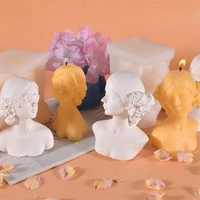 3d closed eye girl aromatherapy candle mould diy rose human body candle making soap resin silicone mold handicraft home decor