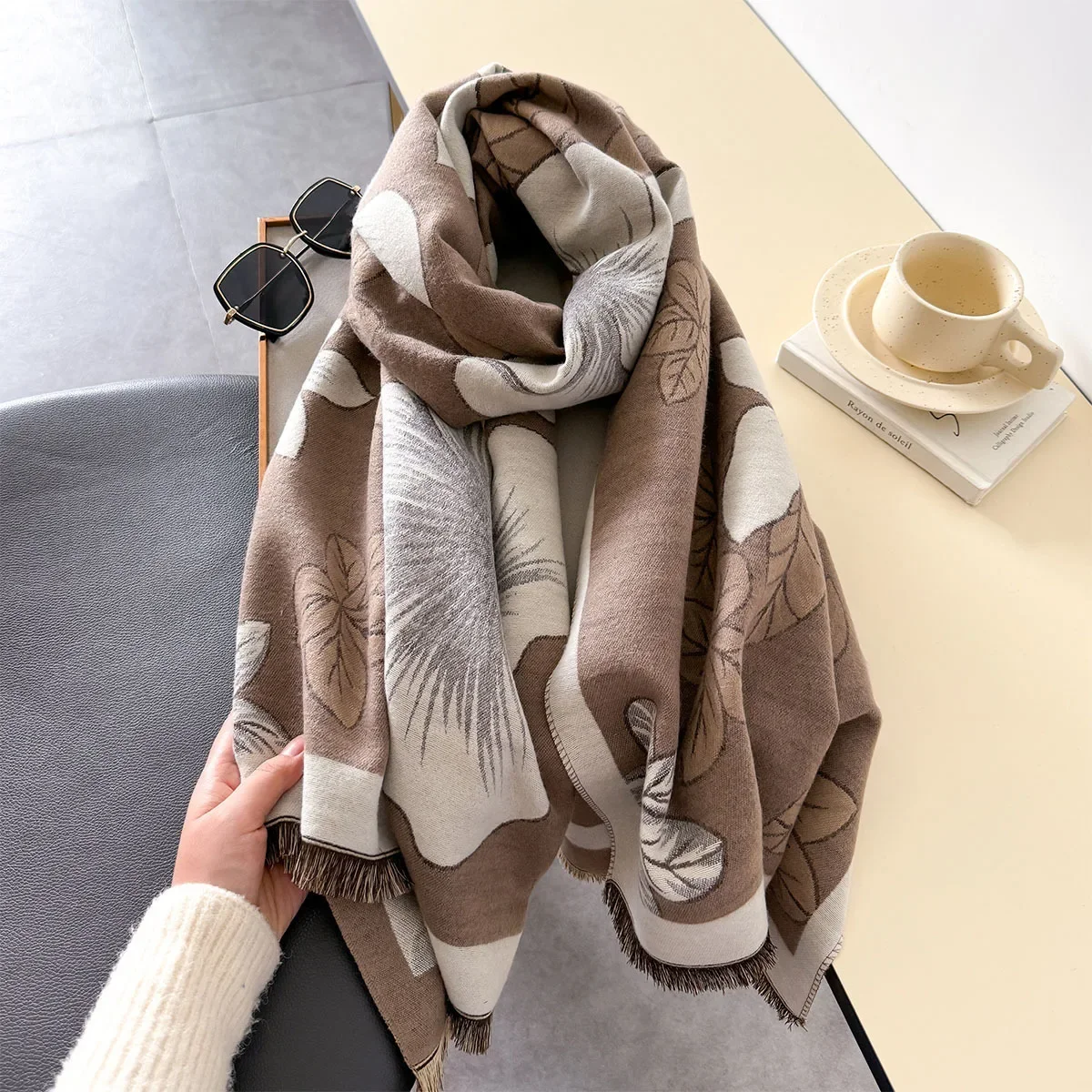 Winter Women's Scarf Luxury Design Double sided Cashmere Feel Warm Shawl 2024