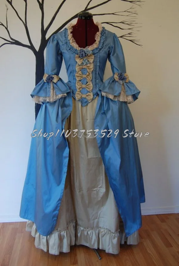 Элегантное синее викторианское платье для выпускного вечера винтажное шелковое