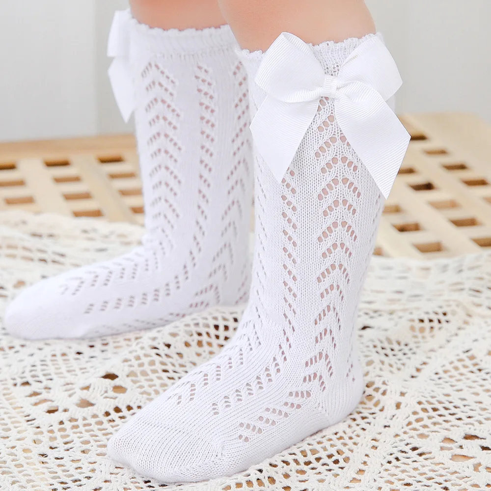 

Baby Socks Hole Out Mesh Breathbale toddler Stockings Bowknet Girl Socks Knee High Princess Sock Kids Infant