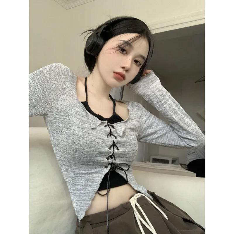 2022 Корейская версия мода TopFemaleTwo комплект футболки Повседневный высокий уличный пуловер подтяжки тонкая WildT рубашка для женщин 2022 Корейская версия мода TopFemaleTwo комплект футболки Повседневный высокий уличный пуловер подтяжки тонкая WildT рубашка для женщин