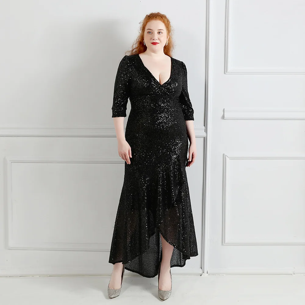 Chic and Elegant Woman Dress Plus Size Evening Dresses Long Luxury 2021 Women's Summer Party Clothing Chubby Formal Bridesmaid