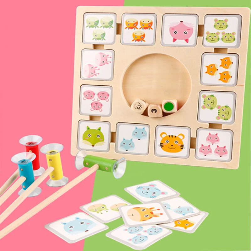 

Kids learning toys Sucking Animal Matching Chess Learning Color Cognition Challenge Game Early Education Memory Training Gift