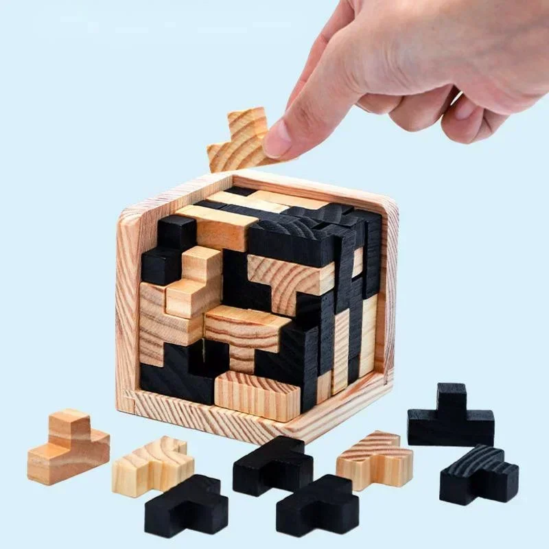 Игрушки-непоседы 3D деревянные строительные блоки кубик-головоломка для детей