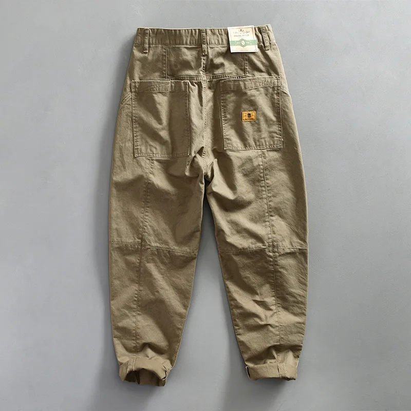 Брюки-карго мужские из 100% хлопка весна 2024 модные повседневные свободные рабочие