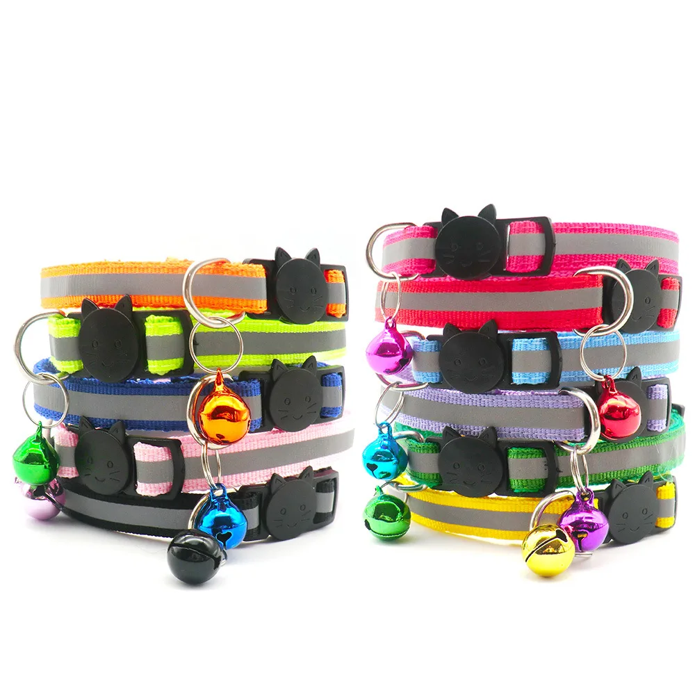 

Cute Pet Collars With Bells Cat Necklace Collar Adjustable Reflective Cat Dog Collars Small Dog Collars Outdoor Pet Supplies