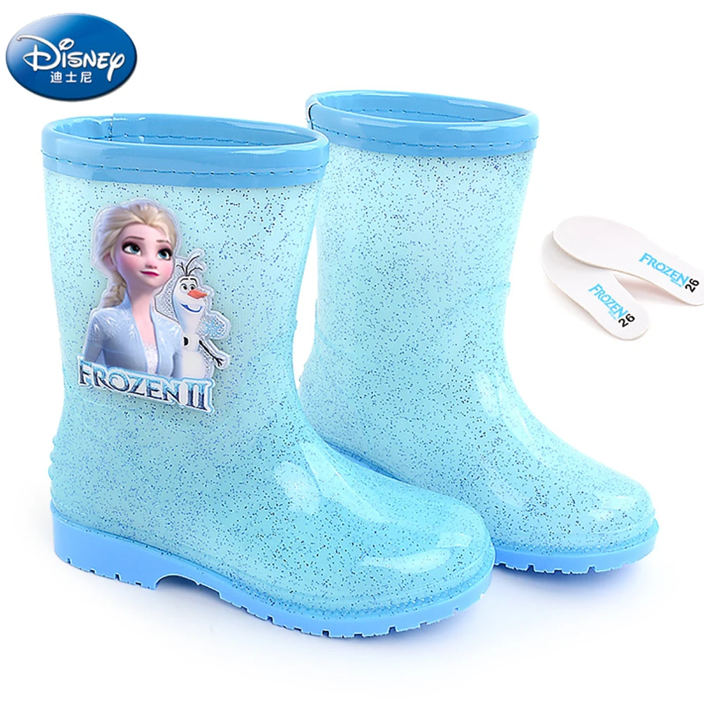 

Disney Children's Middle Rain Boots For Girls Lovely Cartoon Frozen Elsa Princess Casual Shoes Kids Nonslip Waterproof Rain Boot