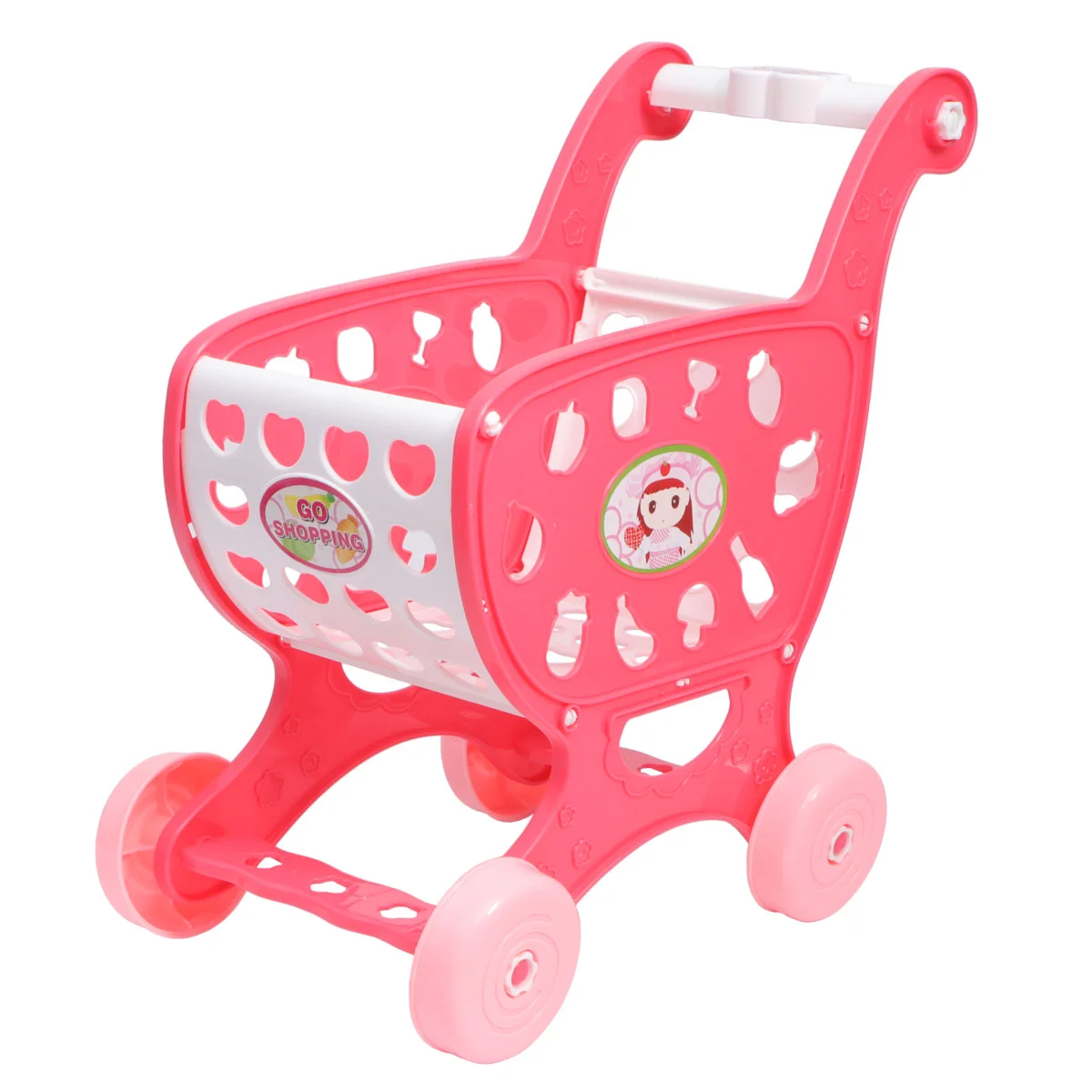 

1PC Mini Shopping Cart Toy Funny Children Pretend Play Toy Cartoon Plastic Grocery Cart Toy Early Educational Toy for Kids