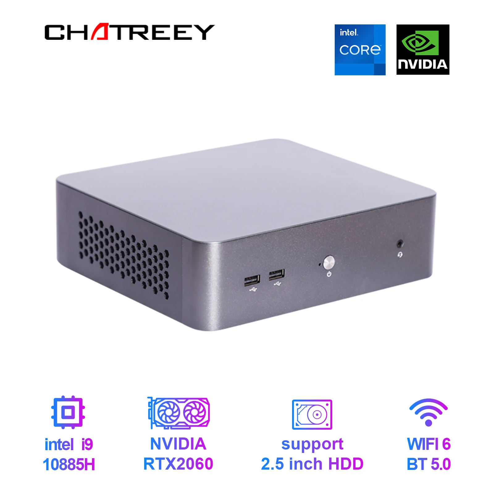 Chatreey G1P Mini PC Intel Core I9 10885H I7 10870H with Nvidia RTX 2060 6G Gaming Desktop Computer Wifi 6 Bluetooth 5.0