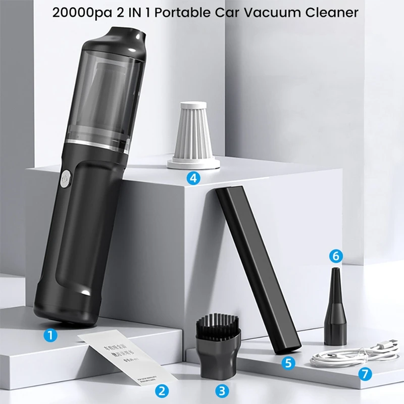 

20000Pa 2-IN-1 Portable Car Vacuum Cleaner 120W 130ML Mini Handheld Vacuum Cleaner Home Car Dual-Purpose Dust Catcher