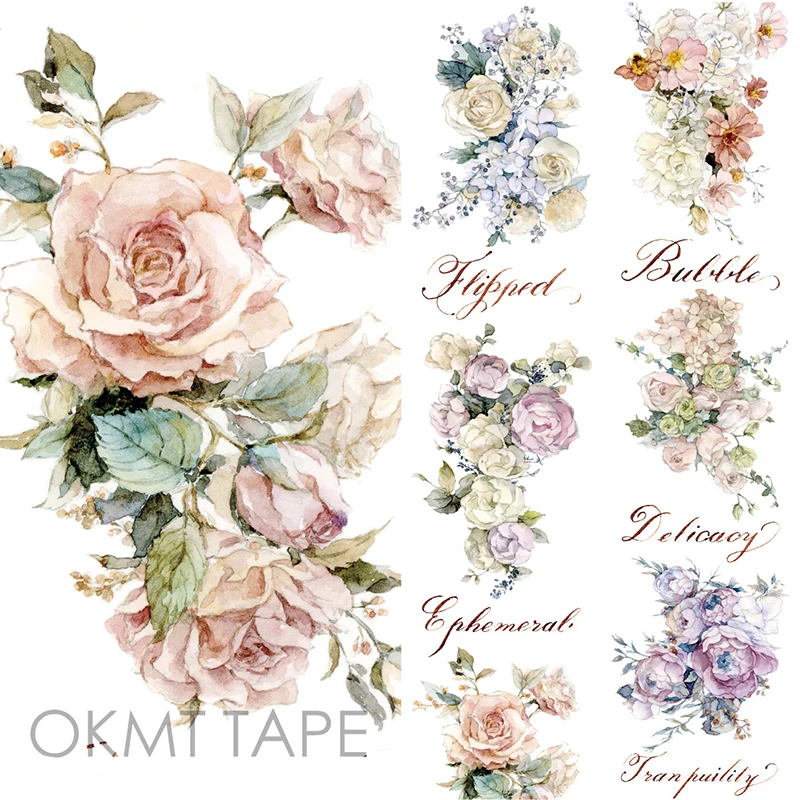 

Flower Rose Material Tape Floral Scrapbook Papelaria Washi Supplies Tape Sticker Escolar Masking School Washitape